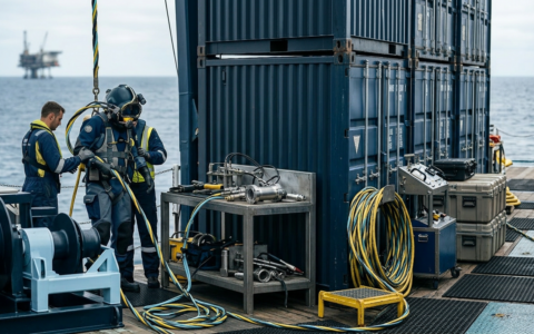 Operações de soldagem no gelo com mergulhadores a navegar sob uma superfície congelada a reparar oleodutos e equipamentos submersos em temperaturas de congelamento