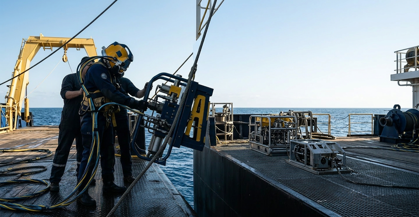 Um mergulhador de águas profundas navega através das ruínas de um antigo navio conduzindo exploração subaquática