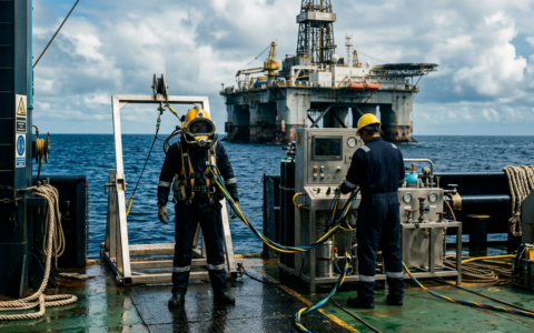 Imagem profissional de blog sobre: "Mercado Offshore no Brasil: Desafios, Oportunidades e Carreira". Diretrizes visuais