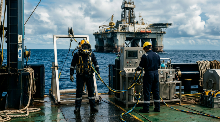 Imagem profissional de blog sobre: "Mercado Offshore no Brasil: Desafios, Oportunidades e Carreira". Diretrizes visuais