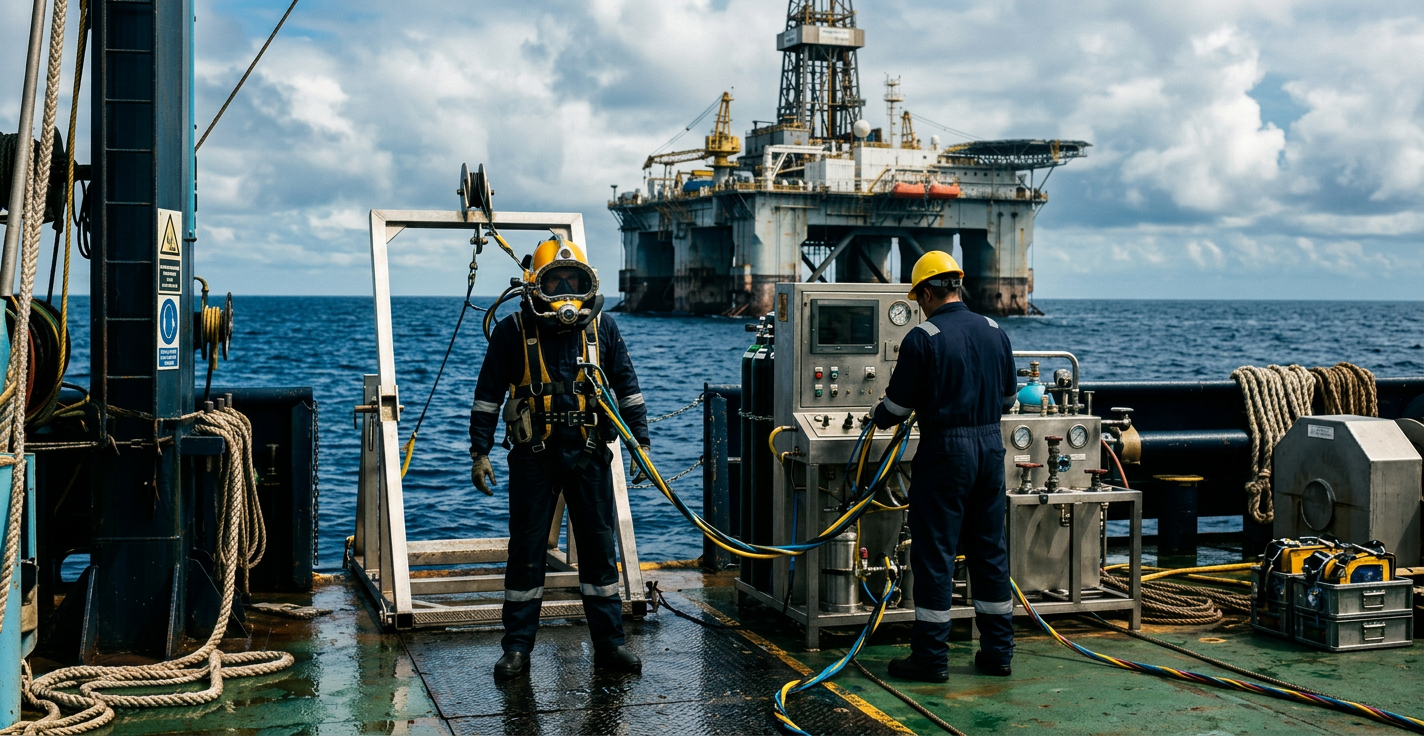 Imagem profissional de blog sobre: "Mercado Offshore no Brasil: Desafios, Oportunidades e Carreira". Diretrizes visuais